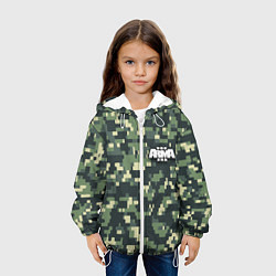 Куртка с капюшоном детская Арма 3 - зелёное хаки, цвет: 3D-белый — фото 2
