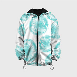 Куртка с капюшоном детская Акварельные голубые био формы, цвет: 3D-черный
