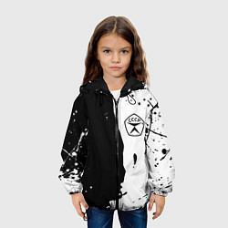 Куртка с капюшоном детская Ссср знак качества - краски брызг чёрно-белых, цвет: 3D-черный — фото 2
