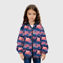 Куртка с капюшоном детская Волшебные сине розовые облока, цвет: 3D-черный — фото 2