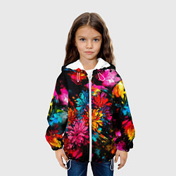 Куртка с капюшоном детская Краски и цветы, цвет: 3D-белый — фото 2