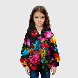 Куртка с капюшоном детская Краски и цветы, цвет: 3D-черный — фото 2