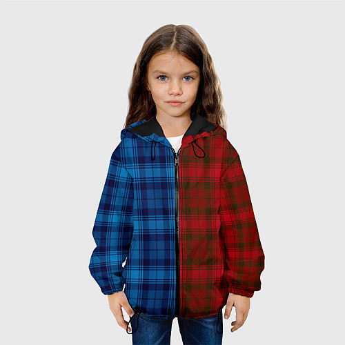 Детская куртка Красно-синяя клетка паттерн / 3D-Черный – фото 3