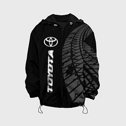 Куртка с капюшоном детская Toyota speed на темном фоне со следами шин: по-вер, цвет: 3D-черный