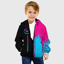 Куртка с капюшоном детская Ghost of Tsushima - neon gradient: по-вертикали, цвет: 3D-черный — фото 2