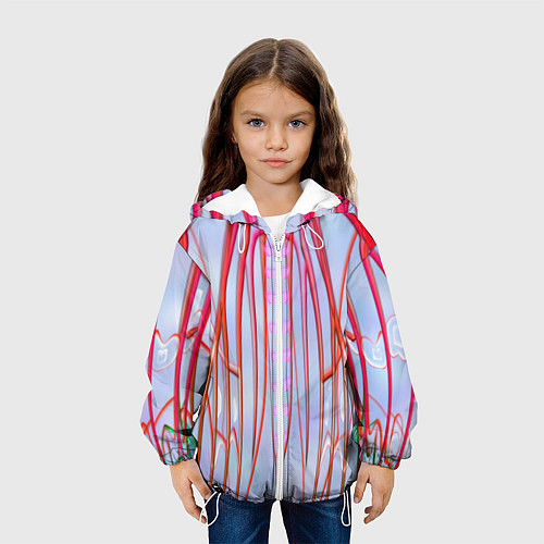 Детская куртка Розовые прожилки / 3D-Белый – фото 3