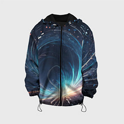Куртка с капюшоном детская Космический абстрактный узор - нейросеть, цвет: 3D-черный
