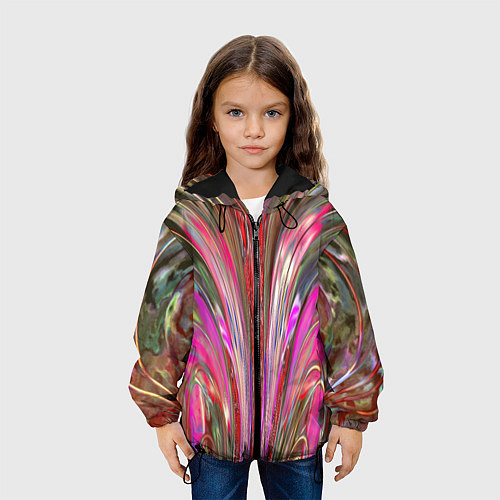 Детская куртка Размытый узор с розовыми и серыми тонами / 3D-Черный – фото 3