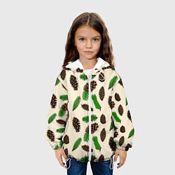 Куртка с капюшоном детская Зимний узор - еловые ветки и шишки, цвет: 3D-белый — фото 2