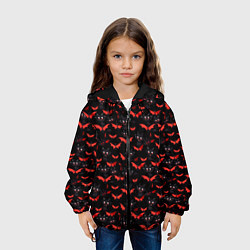 Куртка с капюшоном детская Летучие мыши на Хеллоуин, цвет: 3D-черный — фото 2