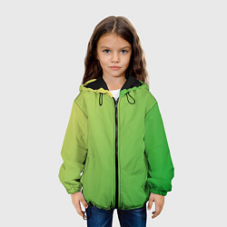 Куртка с капюшоном детская Градиент - зеленый лайм, цвет: 3D-черный — фото 2