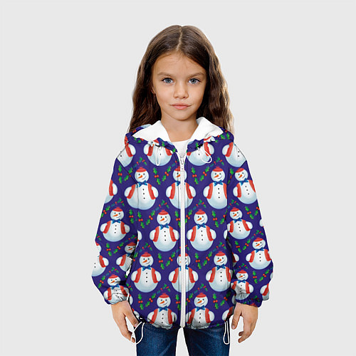 Детская куртка Милые снеговики - зимний узор / 3D-Белый – фото 3