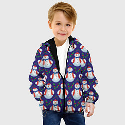 Куртка с капюшоном детская Милые снеговики - зимний узор, цвет: 3D-черный — фото 2
