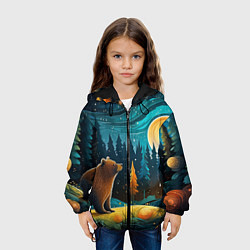 Куртка с капюшоном детская Хозяин тайги: медведь в лесу, цвет: 3D-черный — фото 2