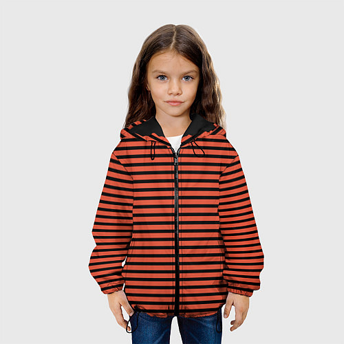 Детская куртка Полосатый красно-оранжевый и чёрный / 3D-Черный – фото 3