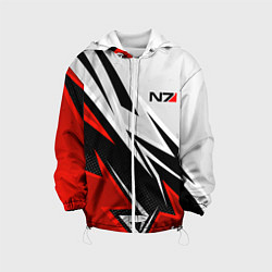 Куртка с капюшоном детская N7 mass effect - white and red, цвет: 3D-белый