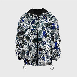 Куртка с капюшоном детская Абстракция ледяные вершины, цвет: 3D-черный