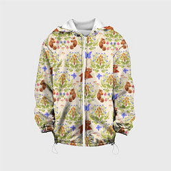Куртка с капюшоном детская Сказочный лес бурундук и сова в деревьях, цвет: 3D-белый