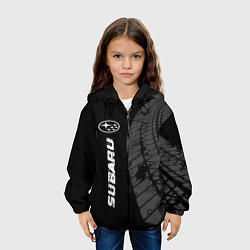 Куртка с капюшоном детская Subaru speed на темном фоне со следами шин: по-вер, цвет: 3D-черный — фото 2