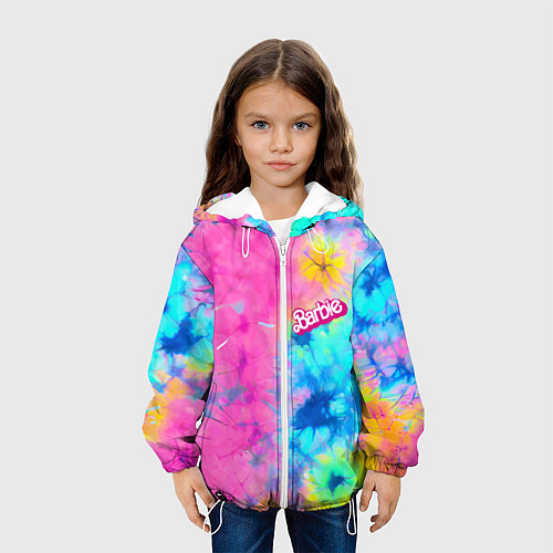 Детская куртка Barbie - floral pattern - tie-dye / 3D-Белый – фото 3
