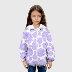Куртка с капюшоном детская Крупные стилизованные цветы, цвет: 3D-белый — фото 2