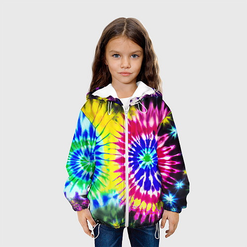 Детская куртка Colorful floral composition - tie-dye / 3D-Белый – фото 3