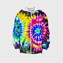 Куртка с капюшоном детская Colorful floral composition - tie-dye, цвет: 3D-белый