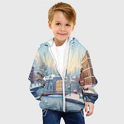 Куртка с капюшоном детская Пейзаж новогодний, цвет: 3D-белый — фото 2