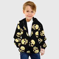 Куртка с капюшоном детская Черепки для хэллоуина, цвет: 3D-черный — фото 2