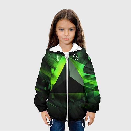 Детская куртка Зеленые треугольники / 3D-Белый – фото 3