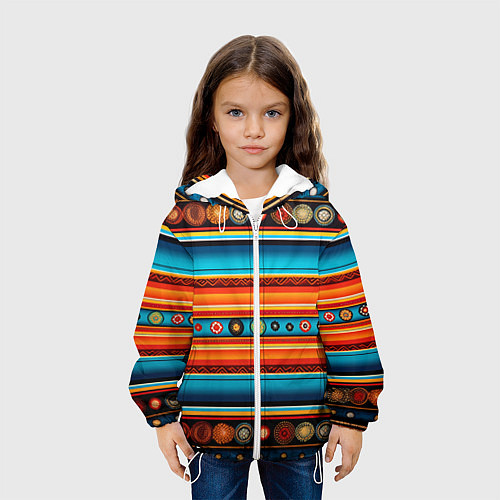 Детская куртка Этнический узор в горизонтальную полоску / 3D-Белый – фото 3