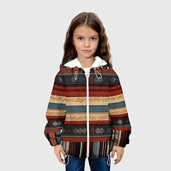 Куртка с капюшоном детская Этнический принт в полоску, цвет: 3D-белый — фото 2