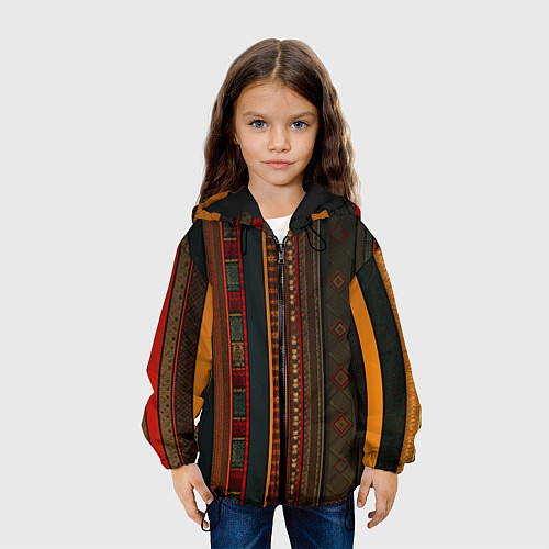 Детская куртка Этнический узор в вертикальную полоску / 3D-Черный – фото 3
