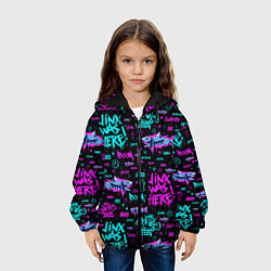 Куртка с капюшоном детская Jinx Arcane pattern neon, цвет: 3D-черный — фото 2