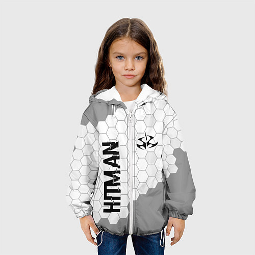 Детская куртка Hitman glitch на светлом фоне вертикально / 3D-Белый – фото 3