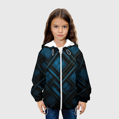 Детская куртка Тёмно-синяя шотландская клетка / 3D-Белый – фото 3