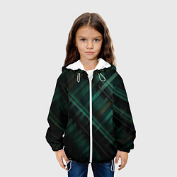 Куртка с капюшоном детская Тёмно-зелёная шотландская клетка, цвет: 3D-белый — фото 2