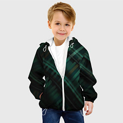 Куртка с капюшоном детская Тёмно-зелёная шотландская клетка, цвет: 3D-белый — фото 2