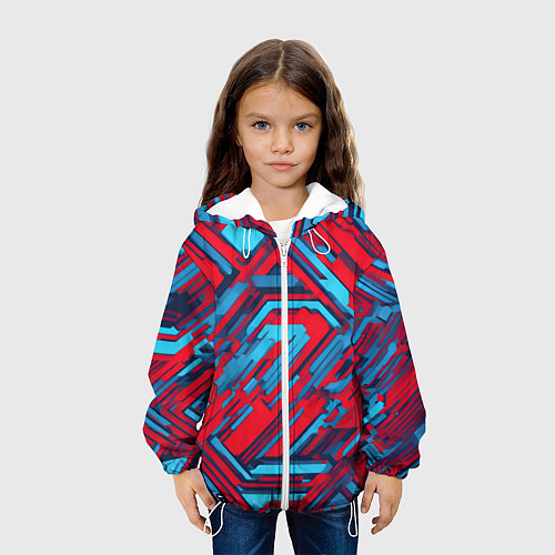 Детская куртка Киберпанк полосы красные и синие / 3D-Белый – фото 3