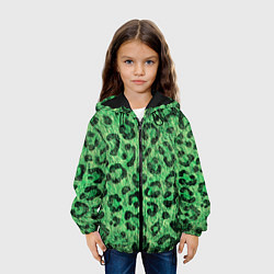 Куртка с капюшоном детская Зелёный леопард паттерн, цвет: 3D-черный — фото 2