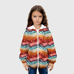 Куртка с капюшоном детская Разноцветные полосы текстура ткани, цвет: 3D-белый — фото 2