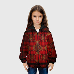 Куртка с капюшоном детская Красная шотландская клетка royal stewart, цвет: 3D-черный — фото 2