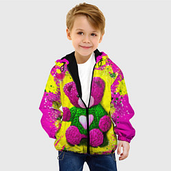 Куртка с капюшоном детская Розовый мишка в вязаном свитере, цвет: 3D-черный — фото 2