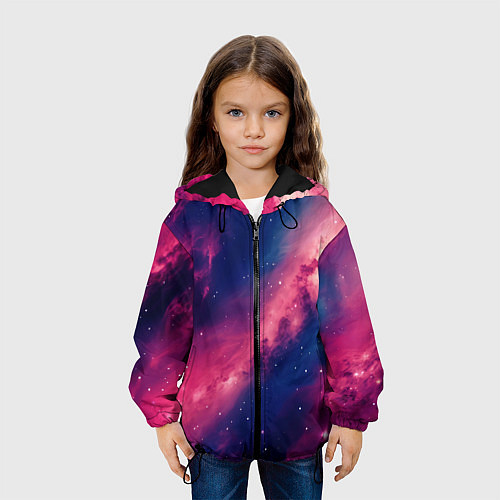 Детская куртка Галактика в розовом цвете / 3D-Черный – фото 3