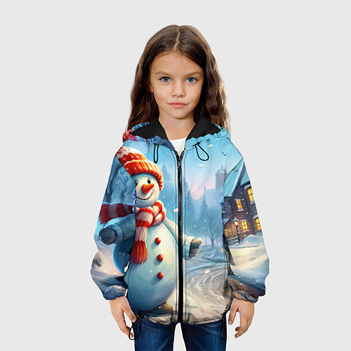 Детская куртка Снеговик новогодний / 3D-Черный – фото 3