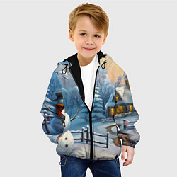 Куртка с капюшоном детская Новый год и снеговик, цвет: 3D-черный — фото 2