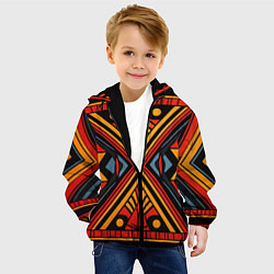 Куртка с капюшоном детская Геометрический узор в африканском стиле, цвет: 3D-черный — фото 2