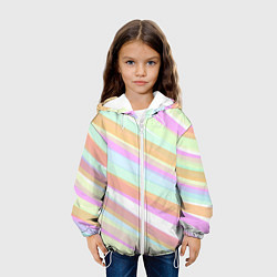 Куртка с капюшоном детская Бледные полосы розово-зелёный, цвет: 3D-белый — фото 2