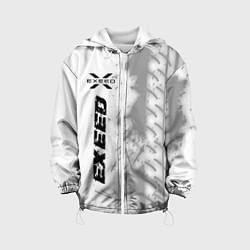 Куртка с капюшоном детская Exeed speed на светлом фоне со следами шин по-верт, цвет: 3D-белый