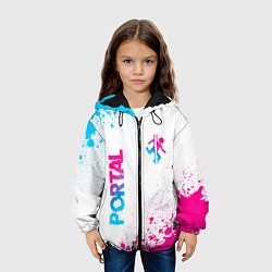 Куртка с капюшоном детская Portal neon gradient style вертикально, цвет: 3D-черный — фото 2